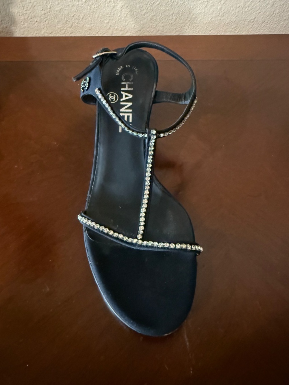 Chanel, size 5, black satin and rhinestone - Picture 3 of 4